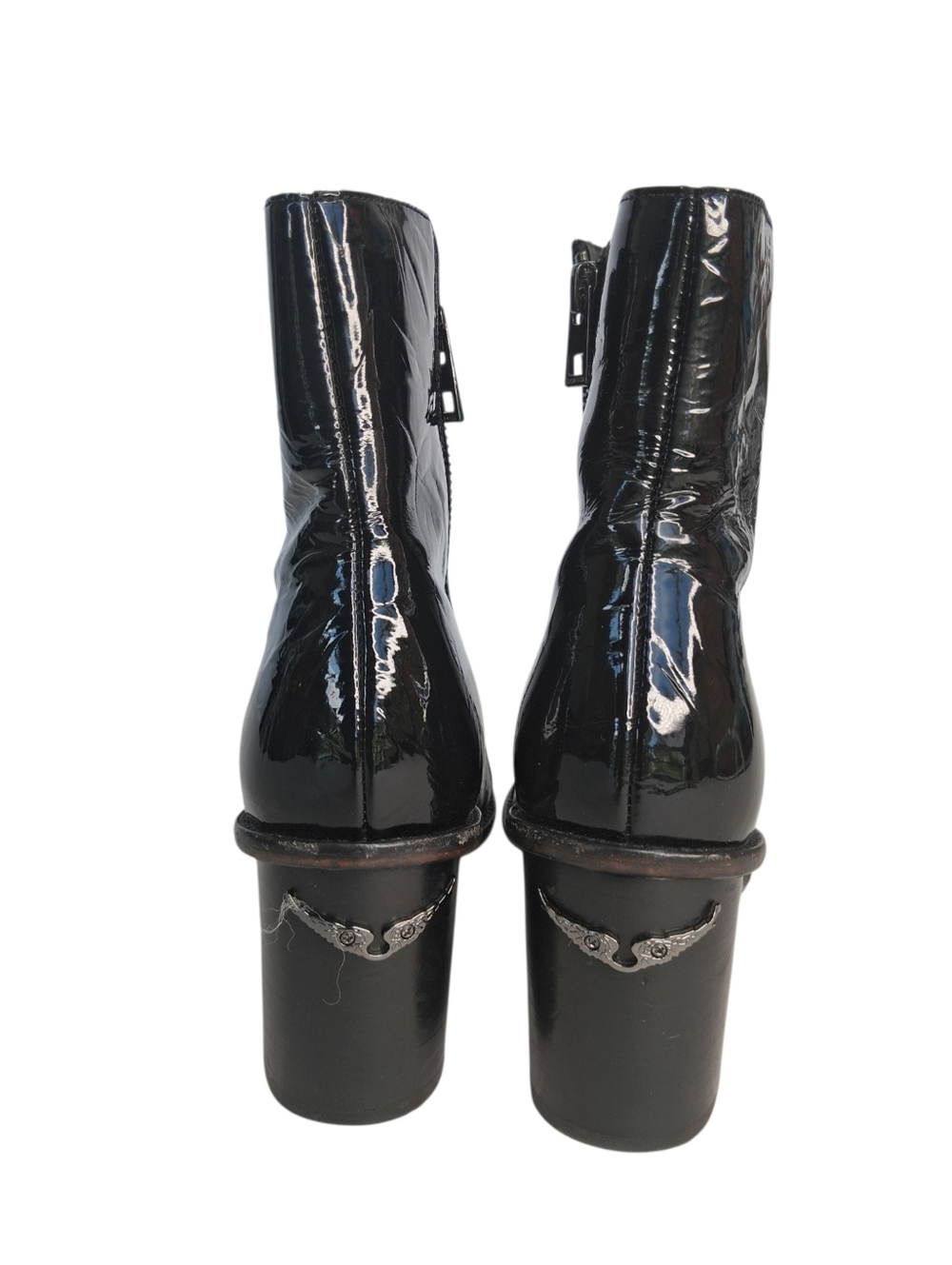 Zadig & Voltaire Lena Wrinkle Patent Leather Boots Womens Size 8 Black - Picture 7 of 13